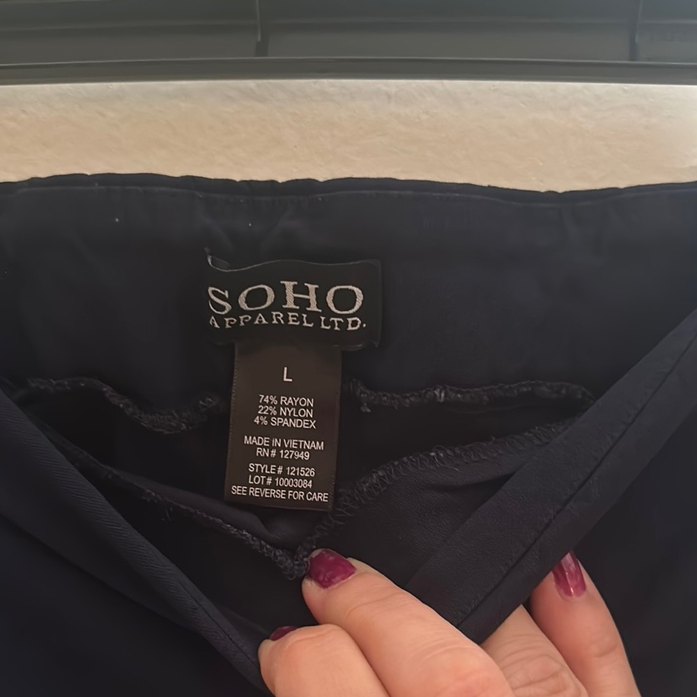 SOHO Apparel Navy Crop Pants